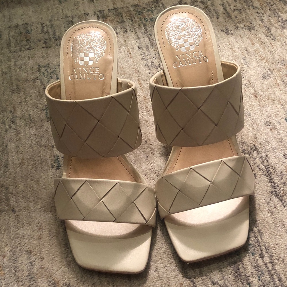 Vince Camuto Quilted Neutral Double-Strap Slide Sandals
